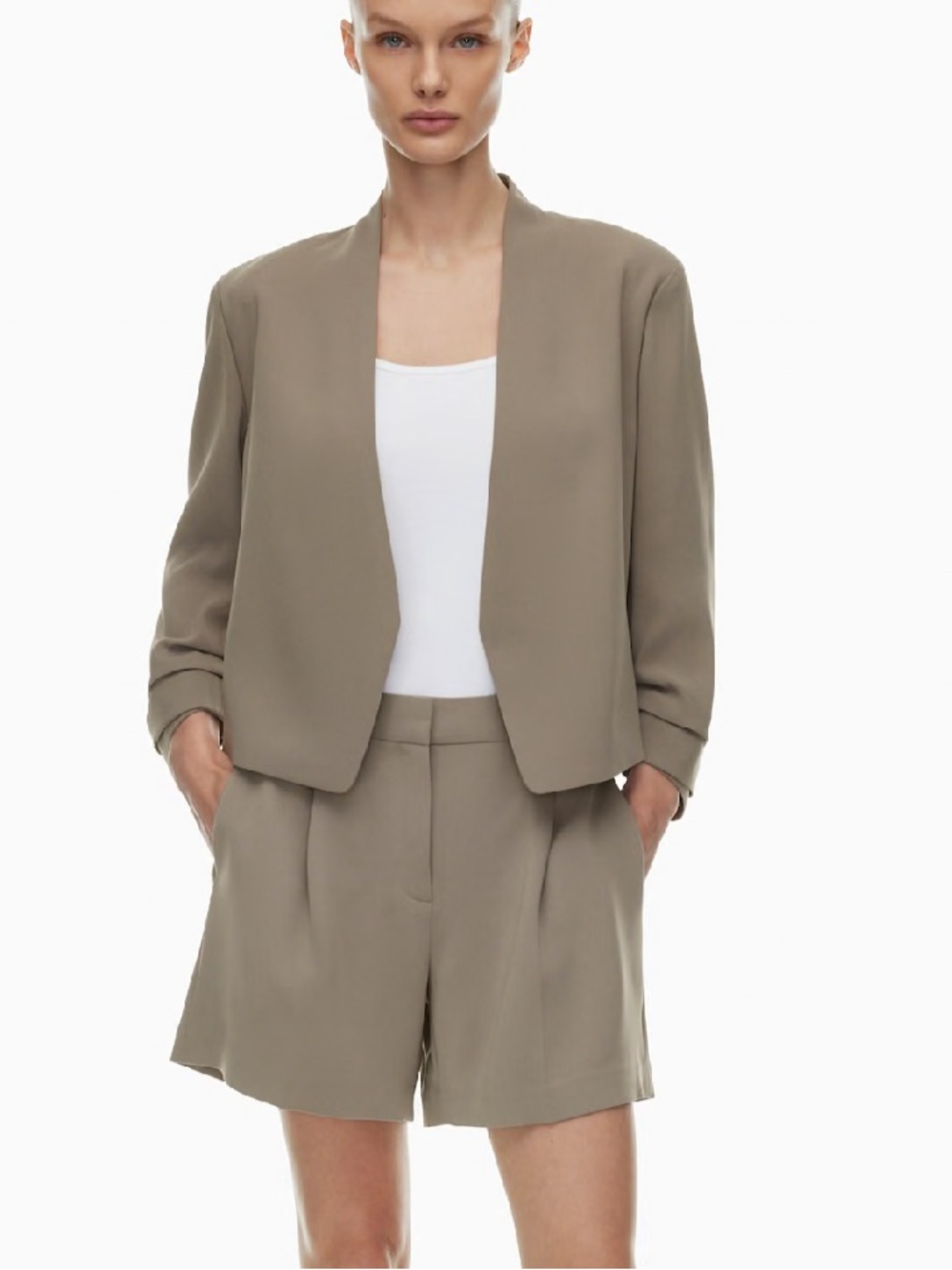 QTY 2: BOTH COLORS Aritzia Taupe AND BIRCH Open-Front Blazer